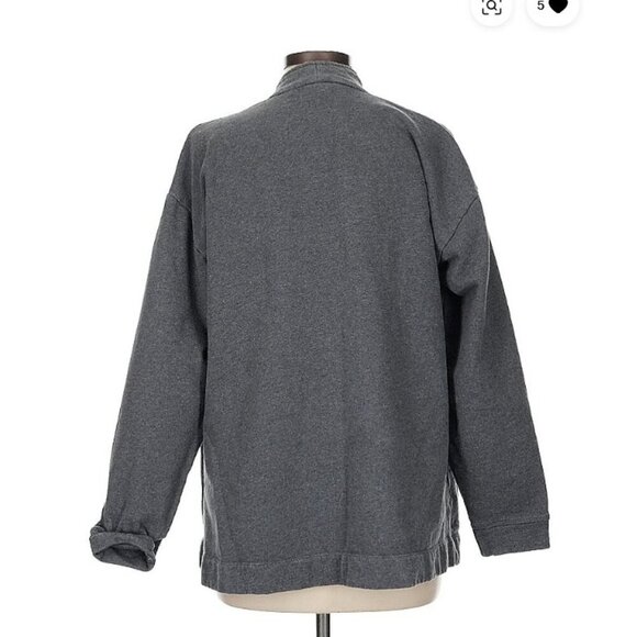 Coyuchi Women's Gray Cotton Open Front Blazer Jacket Size M Lagenlook Minimalist - Picture 2 of 5